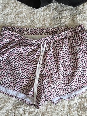 Old Navy Pink and Black Leopard-Print Athletic Shorts with White Drawstring